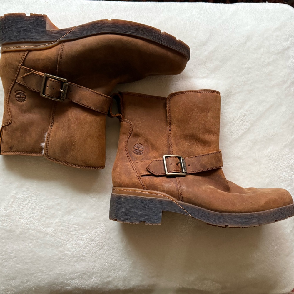 Timberland Graceyn Pull On Leather Biker Ankle Boots